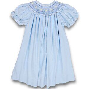 This & That Girls Blue Floral Embroidered Smocked Dress 18m - 24m